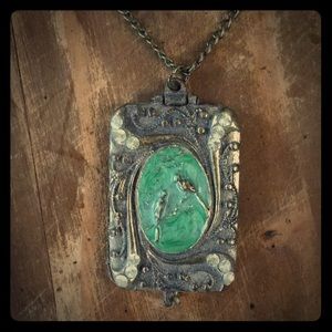 Vintage Anthropologie Little Birds Locket Necklace